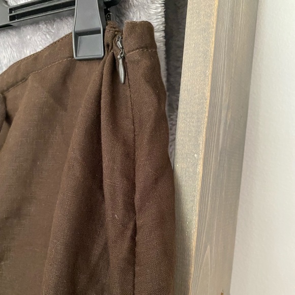 Vintage Liz Claiborne Midi Linen Brown Skirt - Picture 4 of 9
